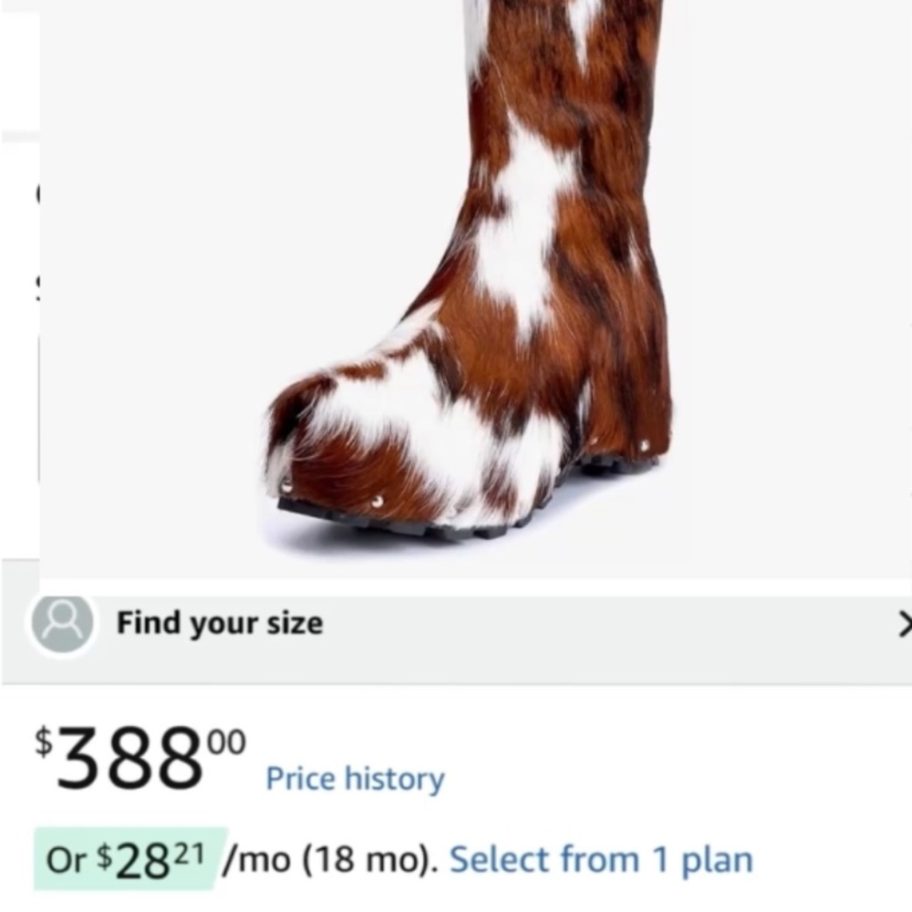 Cow print Western Boot - Brown and White